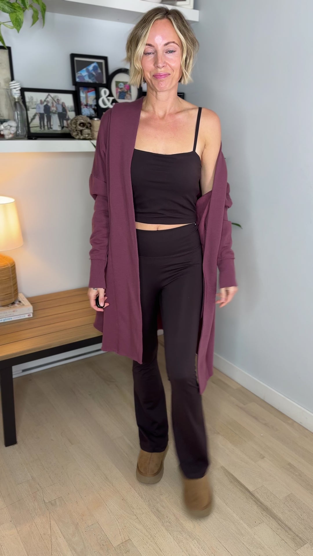 MONO B Whistler Longline Hoodie Cardigan- ROSEWOOD