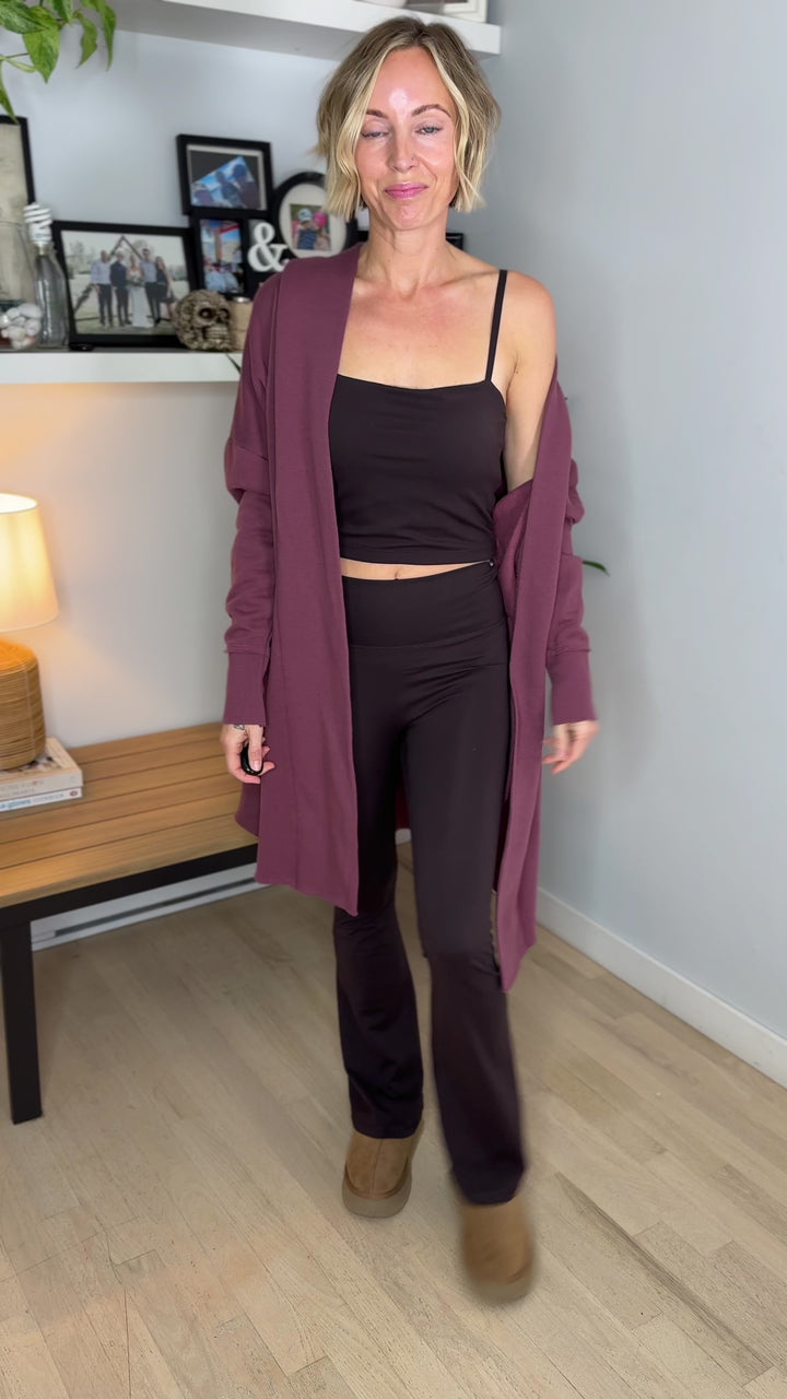 MONO B Whistler Longline Hoodie Cardigan- ROSEWOOD