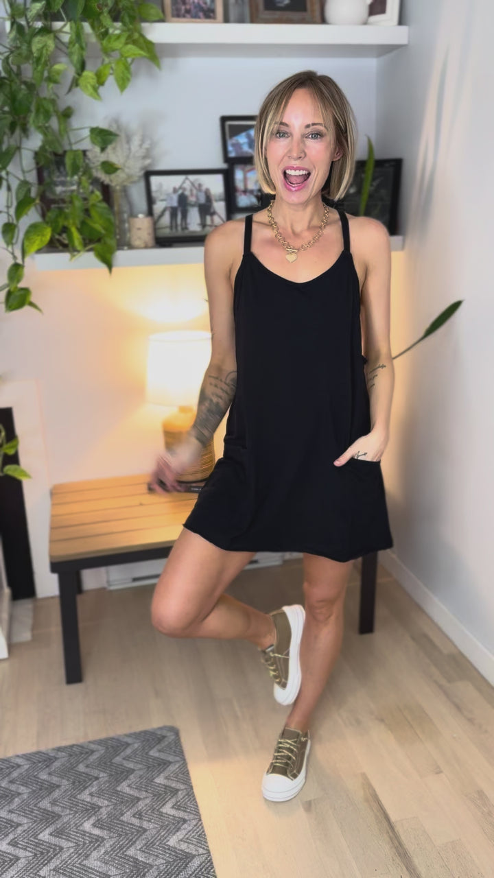 Isla Romper Dress- BLACK