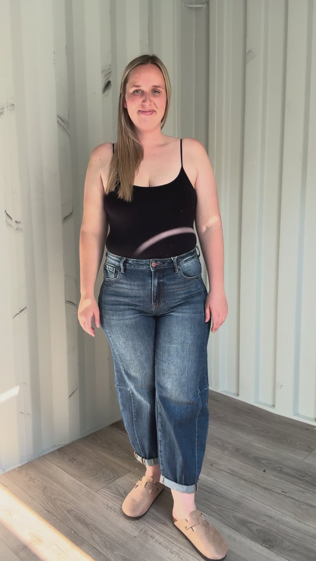 RISEN Ashley High Rise Barrel Jeans- DARK WASH