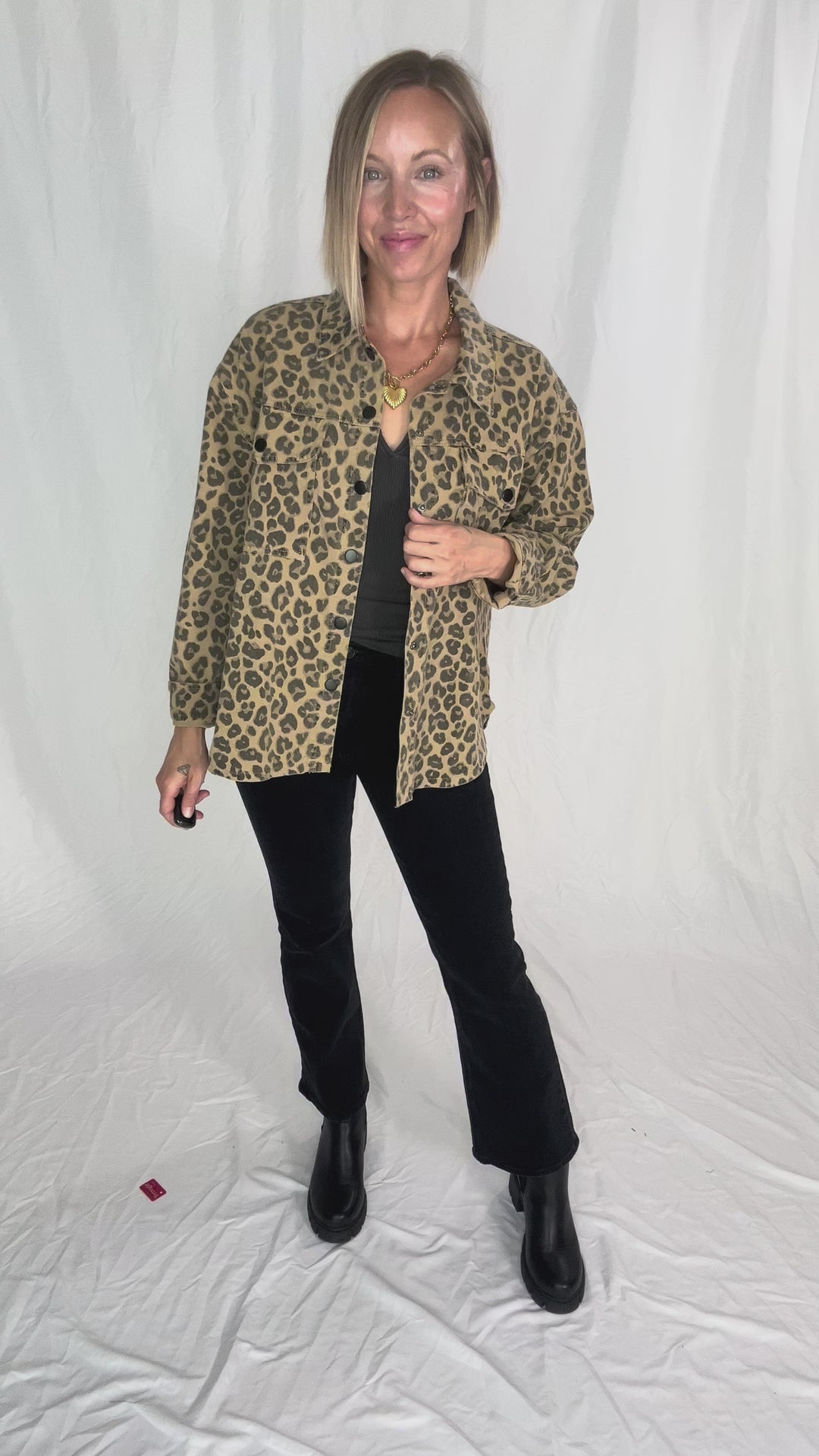Isa Denim Jacket- LEOPARD