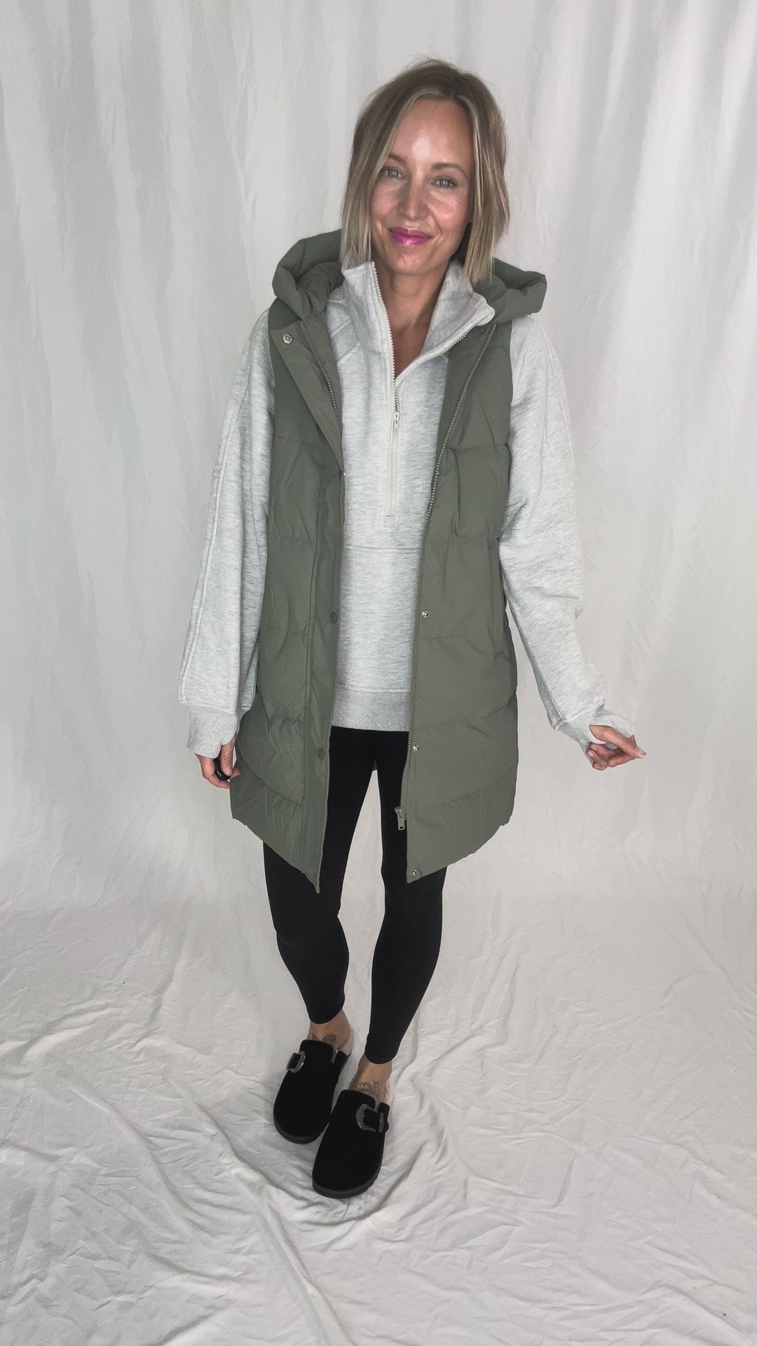 Sierra Mist Coated Longline Vest- OLIVE