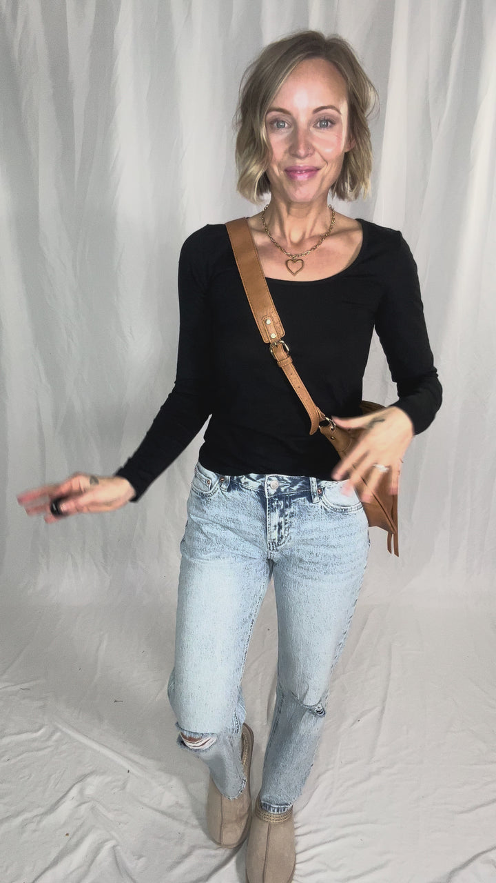 VERO MODA Lulu Long U-NECK TOP- BLACK