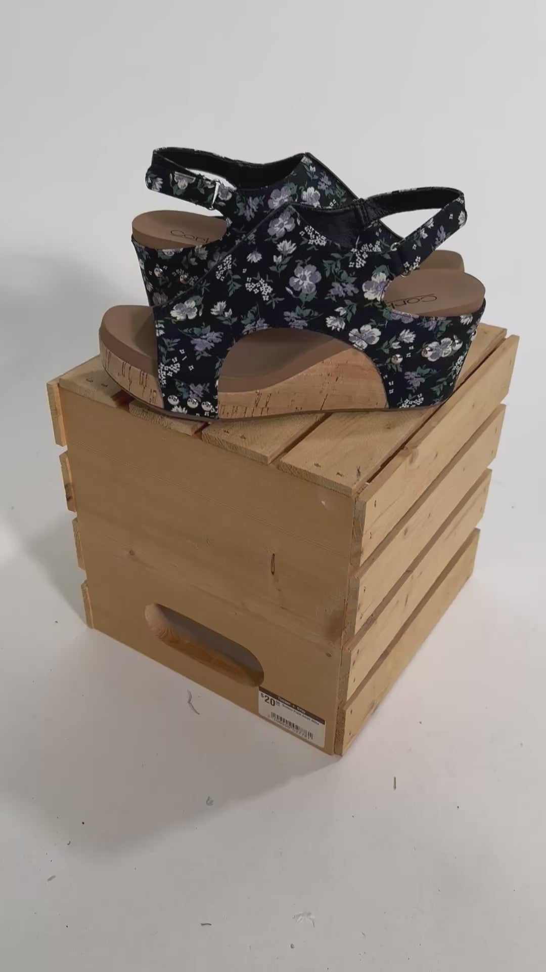 CORKYS Carley Comfort Wedge Sandal- BLACK FLORAL-FINAL SALE