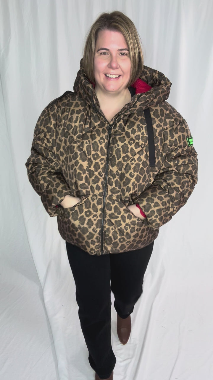 ONLY Lassie Hooded Puffer Jacket- LEOPARD