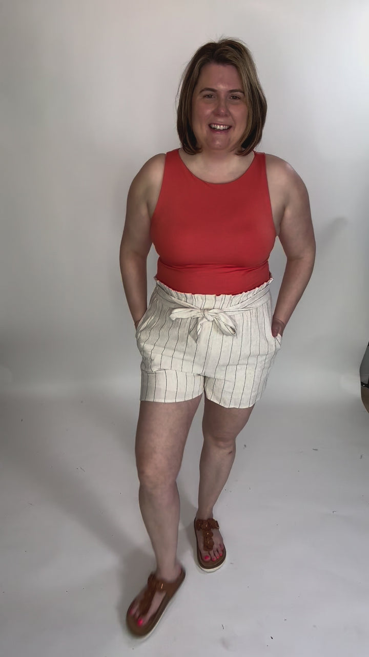 Ingrid Double Lined Boat Neck Knit Tank- GRAPEFRUIT-FINAL SALE