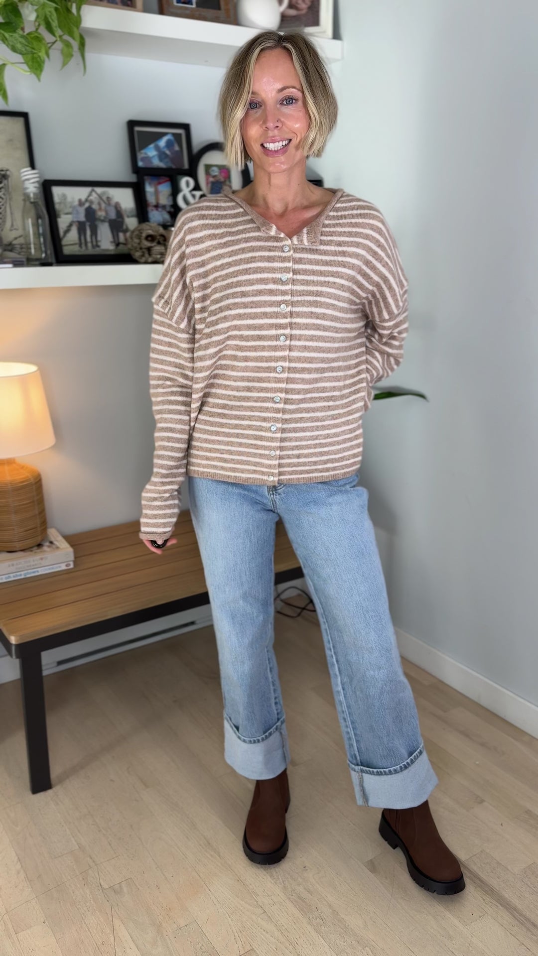Quinn Button Down Sweater- MOCHA