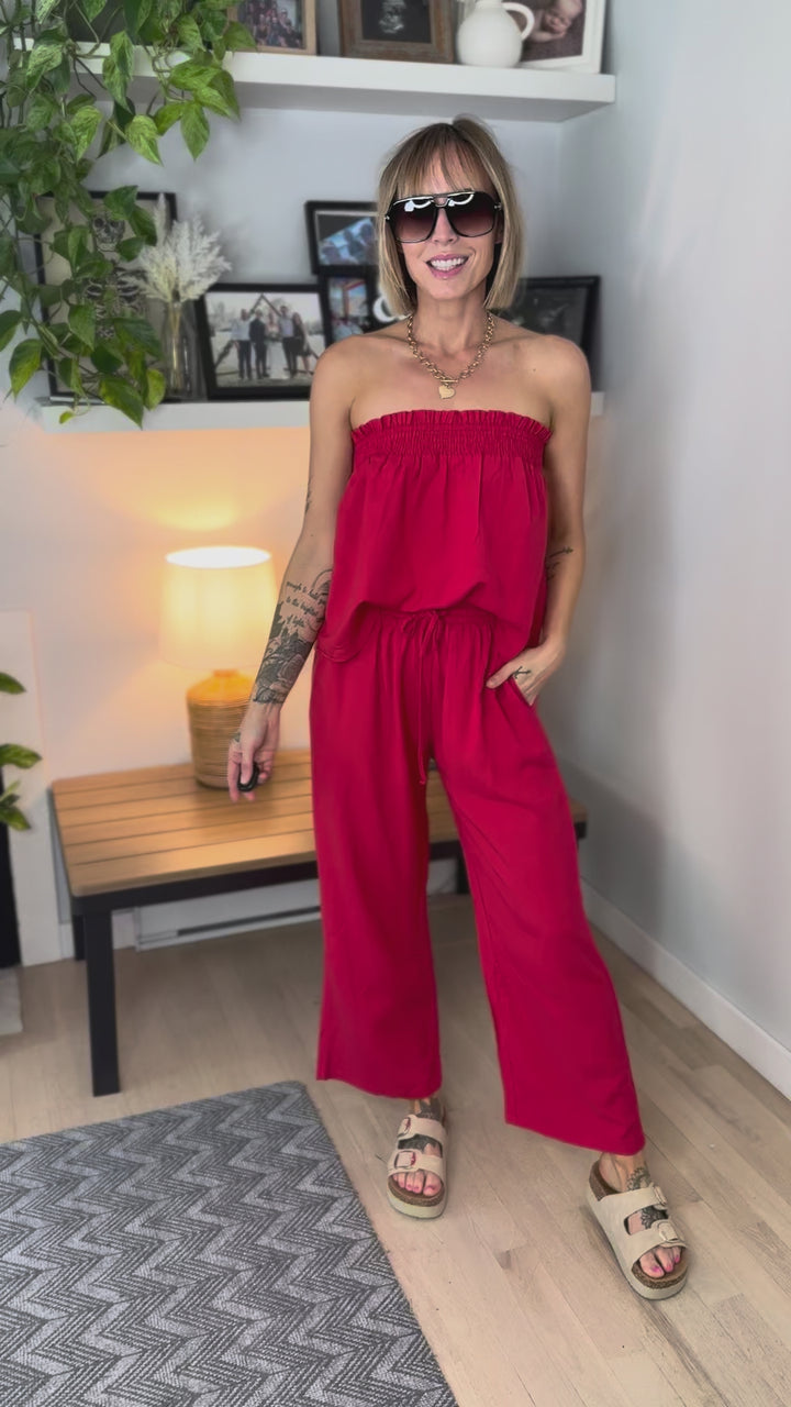 Tilly Tube Top and Pants Set- POPPY
