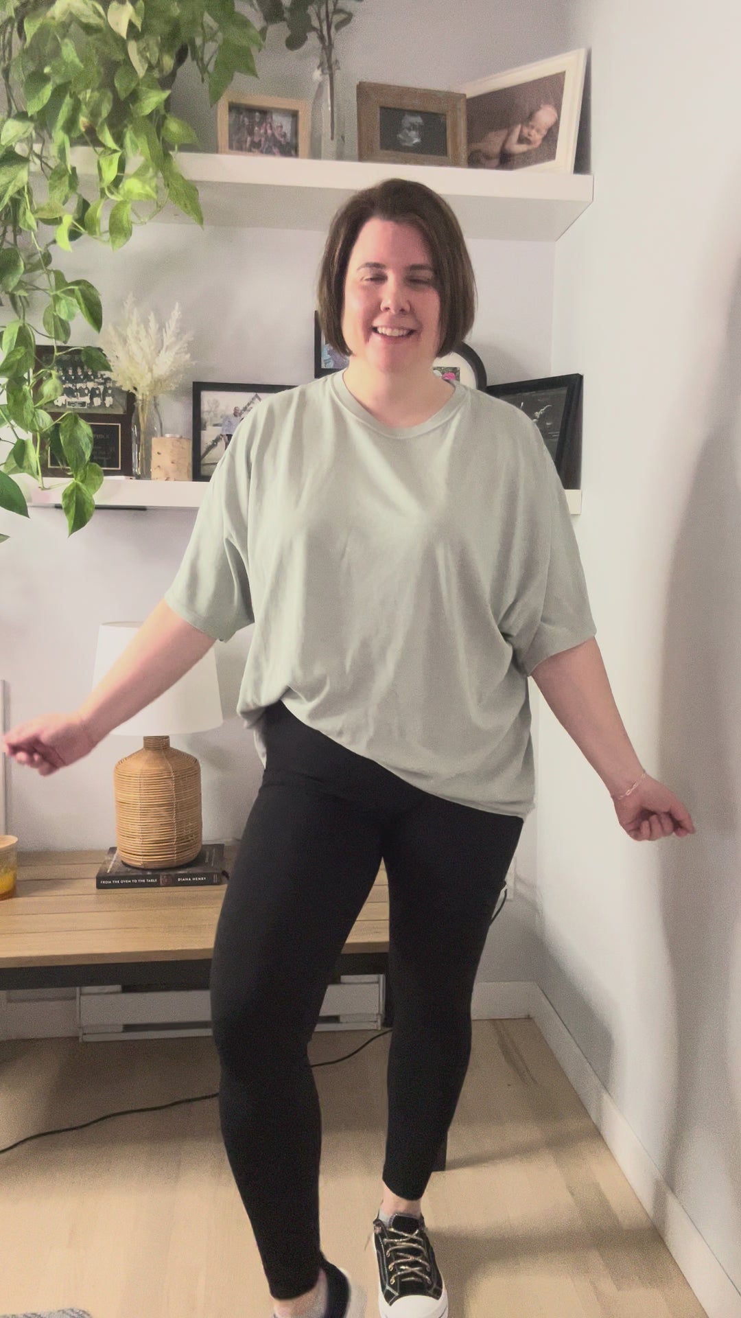 Keri Washed Cotton Boyfriend Tee- SAGE GREEN