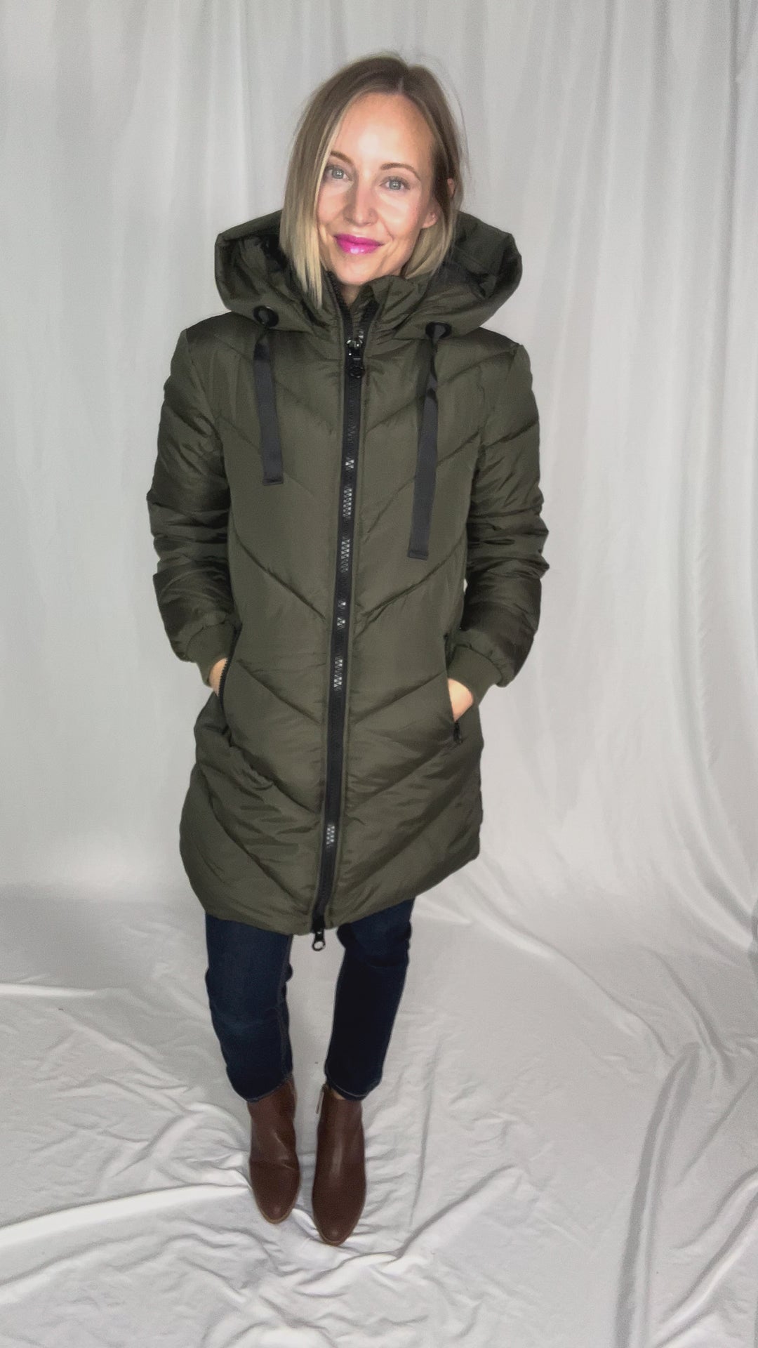 ONLY Skylar Hooded Puffer Jacket- FOREST NIGHT