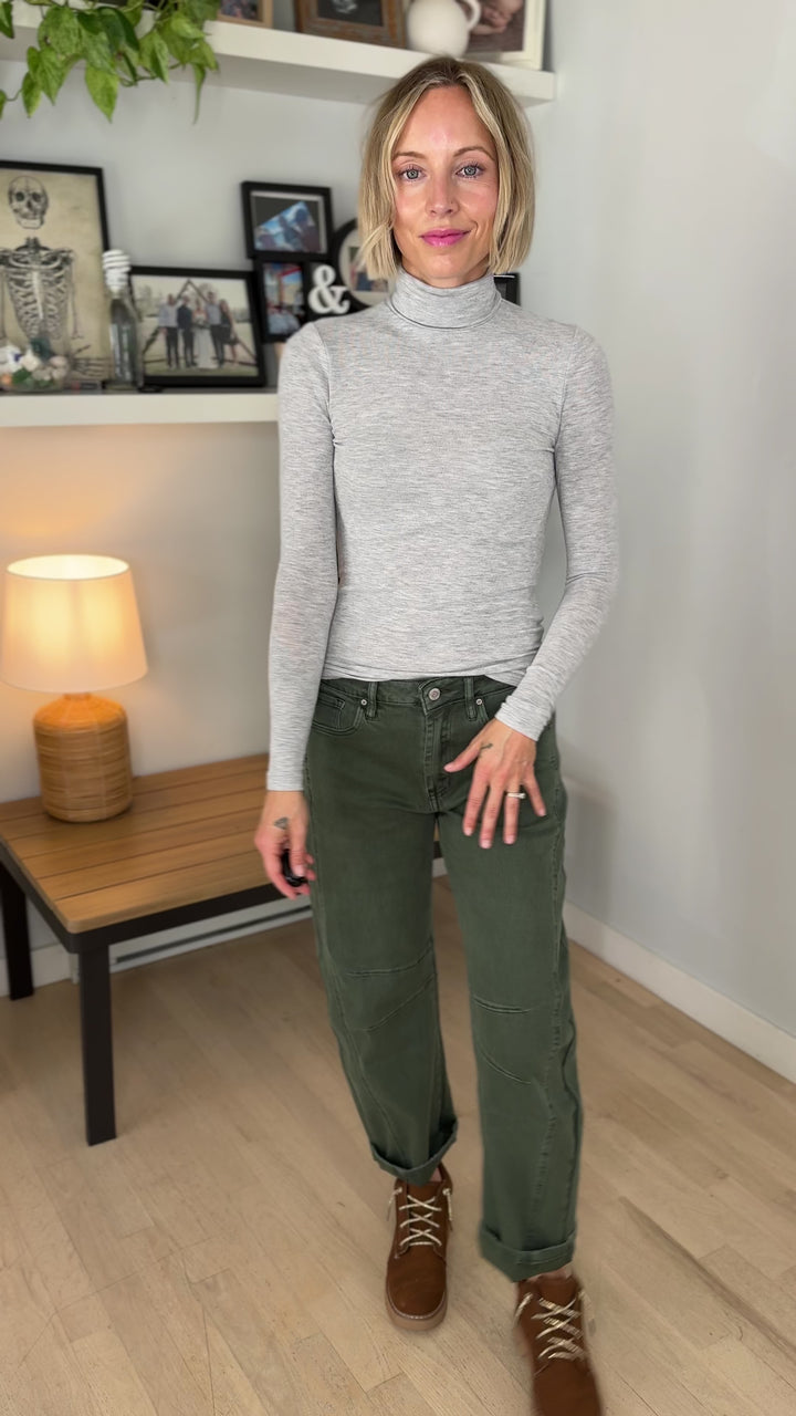 Only Glamour Roll Neck Long Sleeve- LIGHT GREY MELANGE