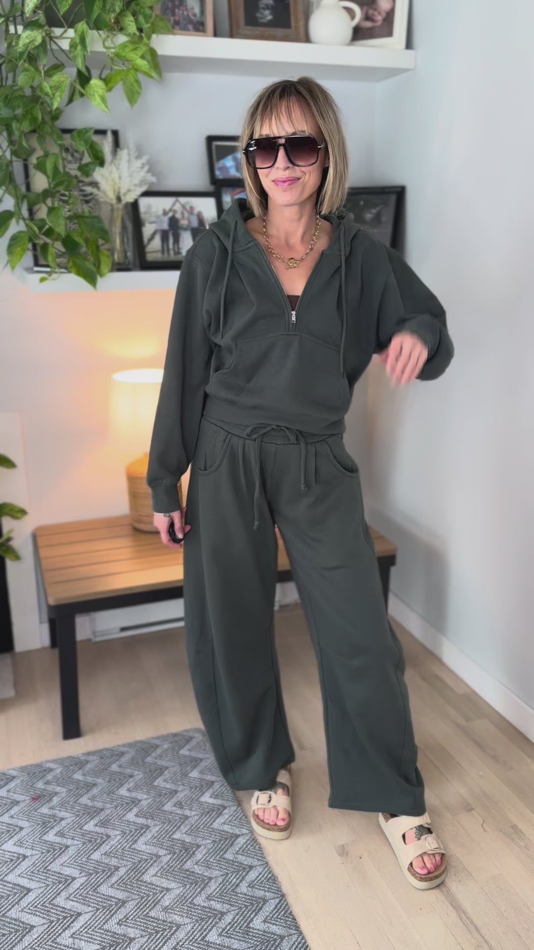 Huxlee Cotton Blend 1/2 Zip- ARMY GREEN