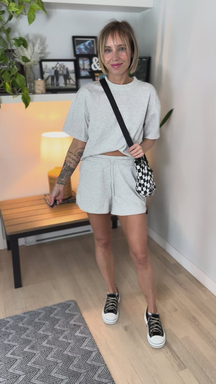 Tinsley Scuba Shorts Set- HEATHER GREY