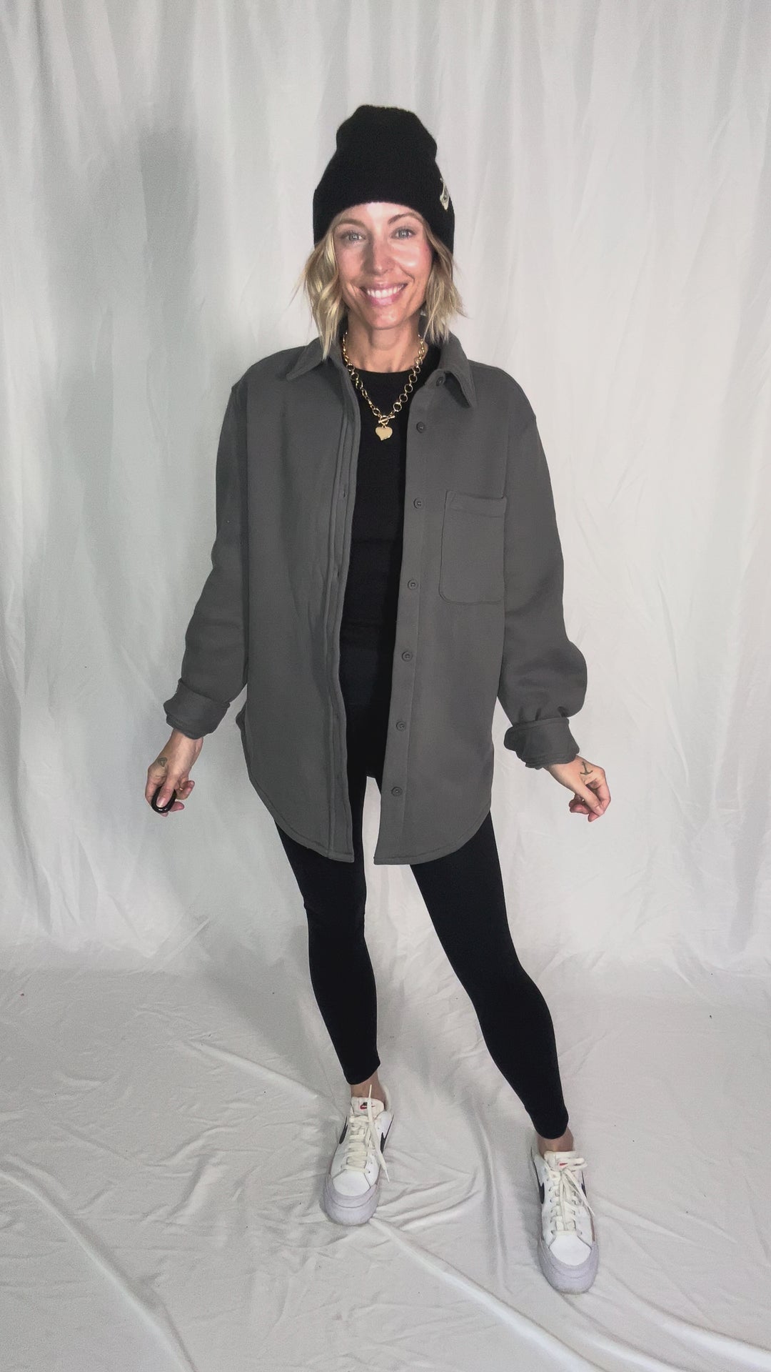 Tayler Fleece Shacket- GRAPHITE