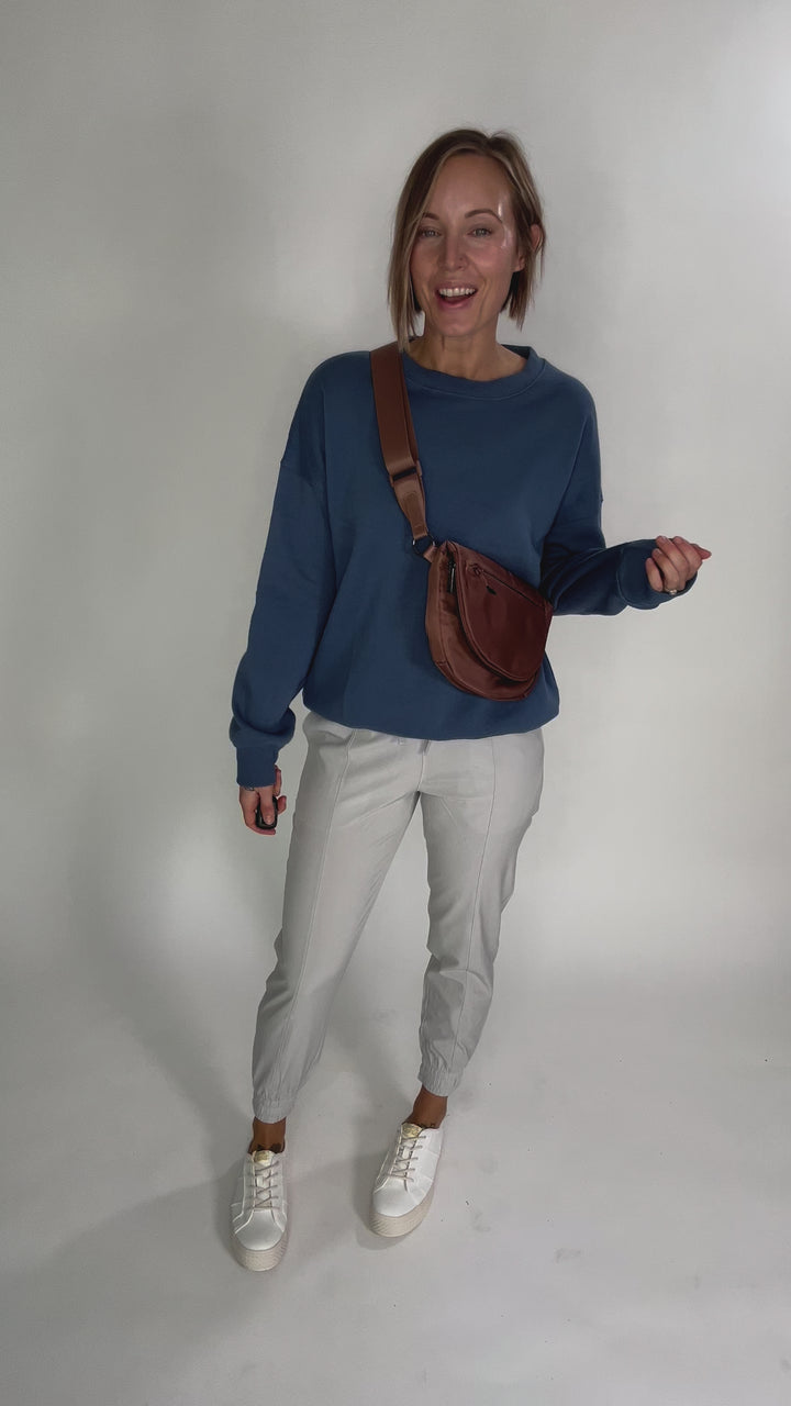 T+G Essential Fleece Sweatshirt- DUSTY BLUE-FINAL SALE