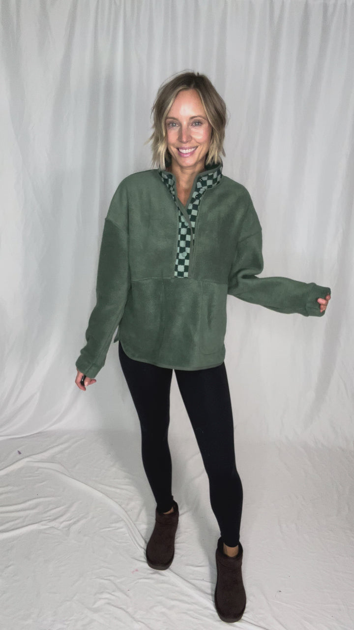 Dawn 1/2 Snap Fleece Jacket- LAUREL WREATH
