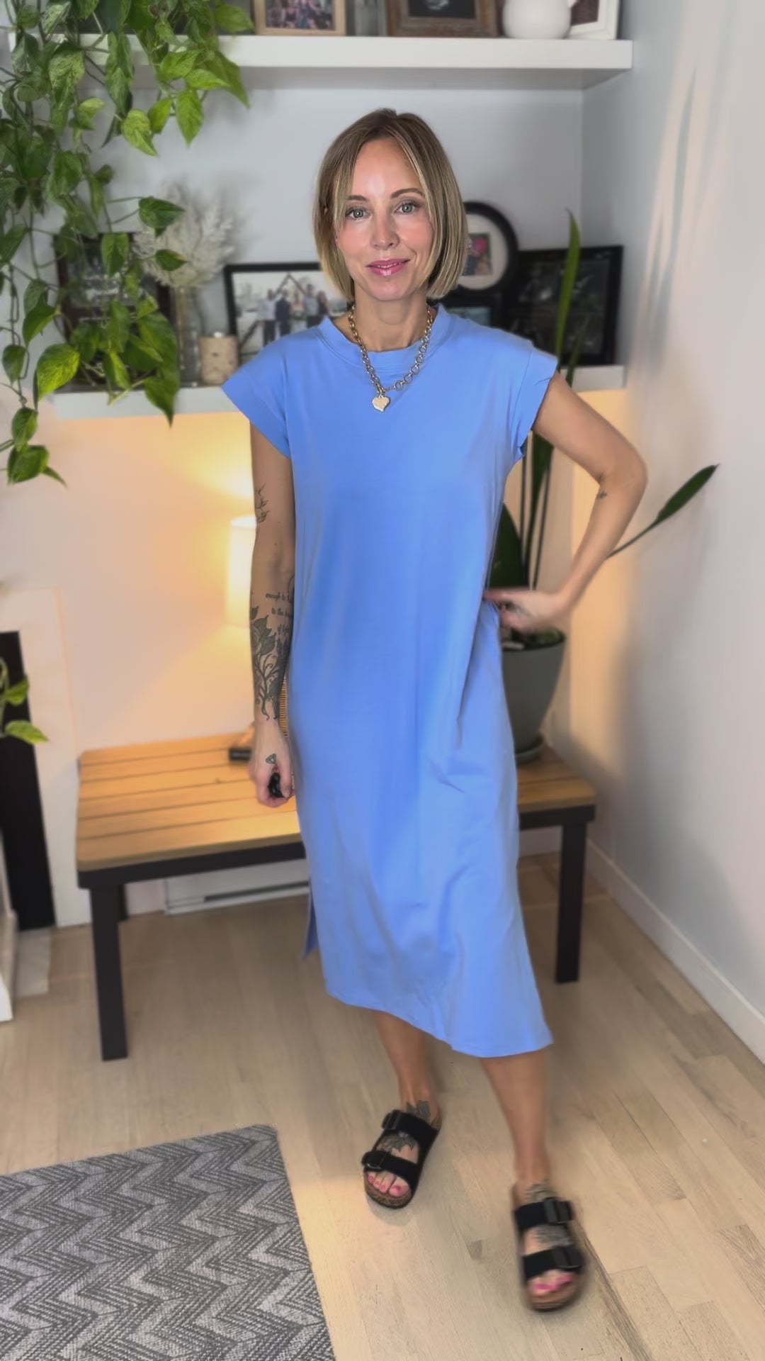 Audrey Stretch Cotton Midi Dress- CORNFLOWER  **PREORDER March 19th**