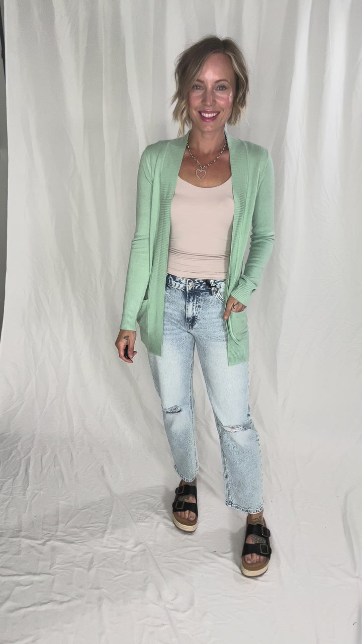 Jolene Knit Open Front Cardigan- COOL MINT