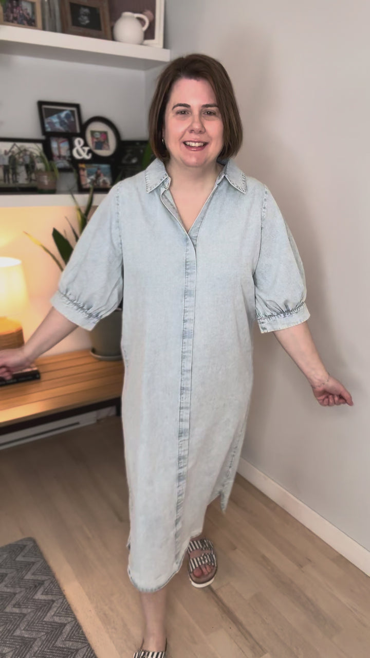 Nala Denim Midi Dress- LIGHT INDIGO