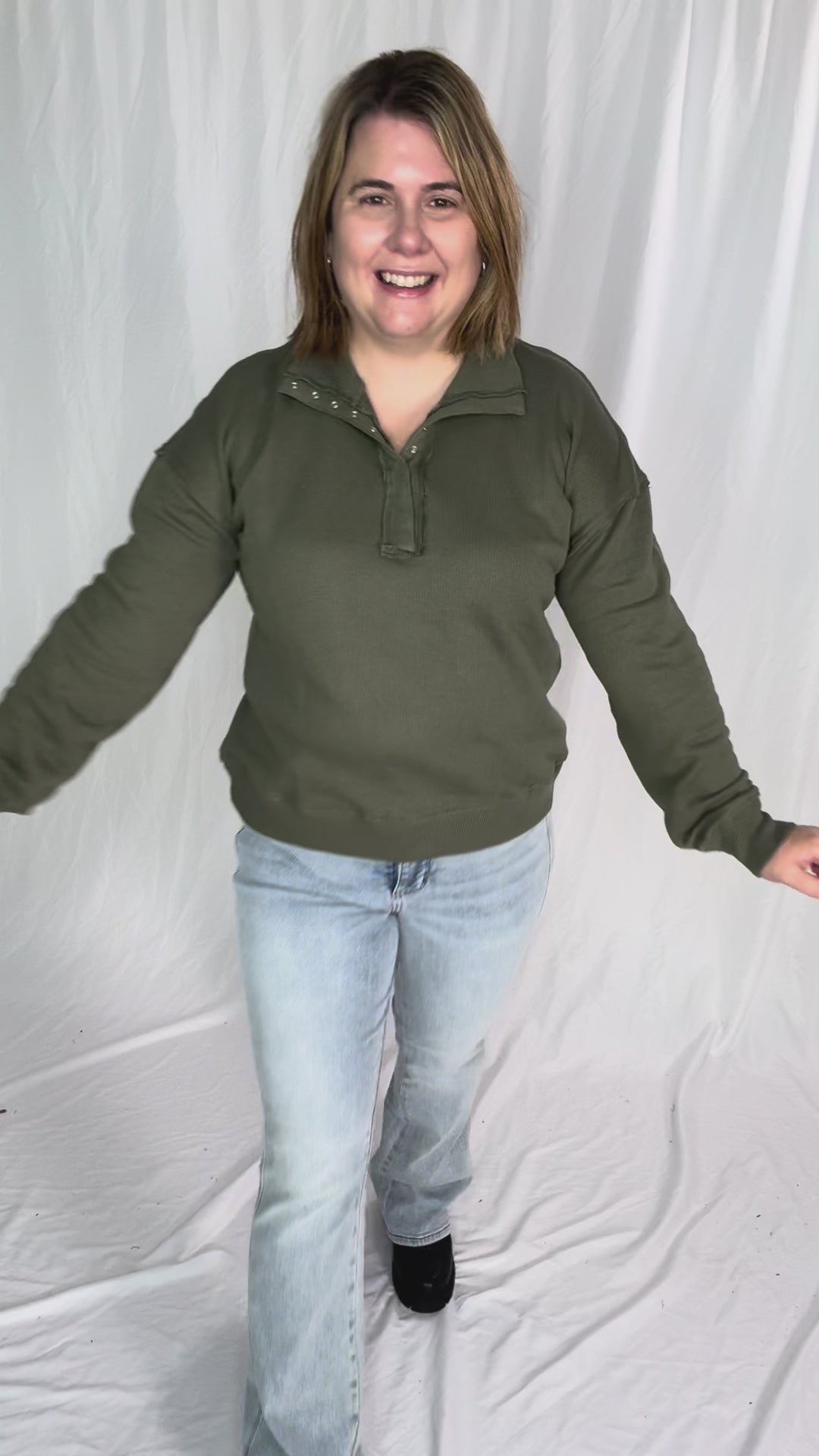 Jacob Mock Neck Pullover- DARK GREEN