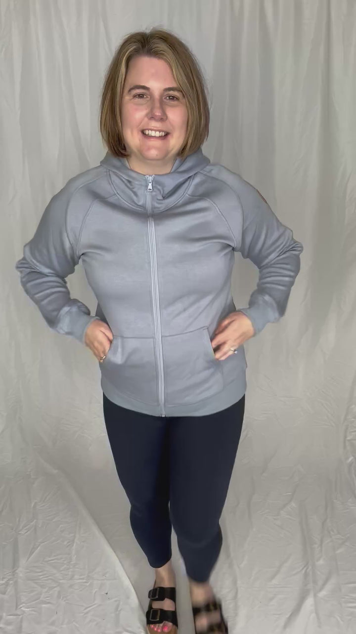 MICHELLE MAE Darcee Scuba Full Zip- DUSTY BLUE