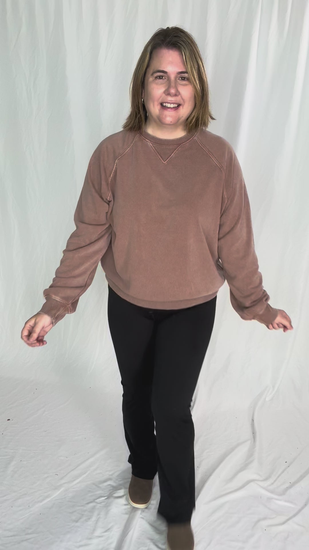Aria Washed Pullover- CHESNUT