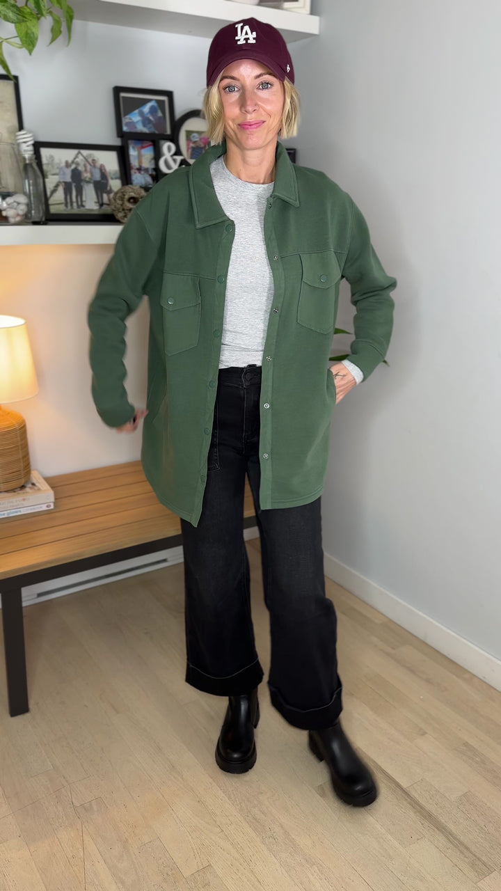 MONO B Valerie Snap on Shacket- SYCAMORE