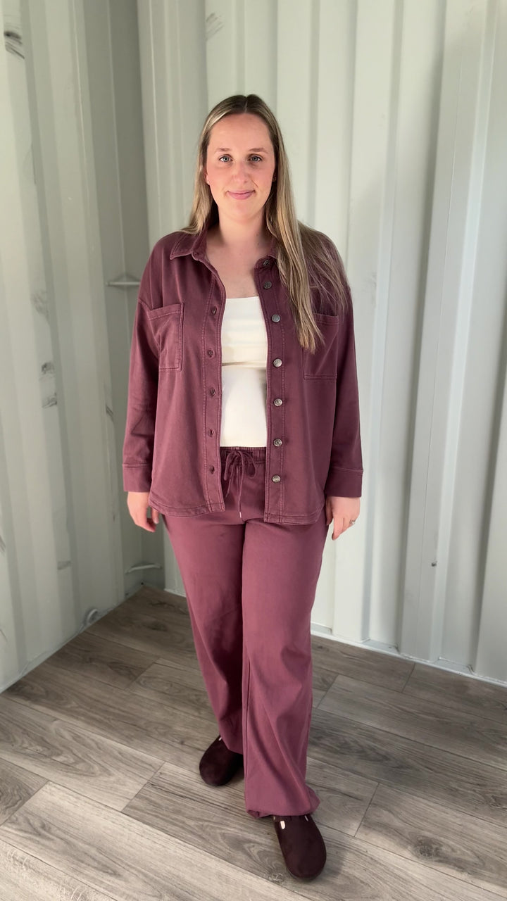 Khendra Cotton Shacket- WASHED RAISIN