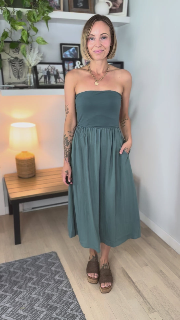 Parker Strapless Fit & Flare Dress- BALSAM