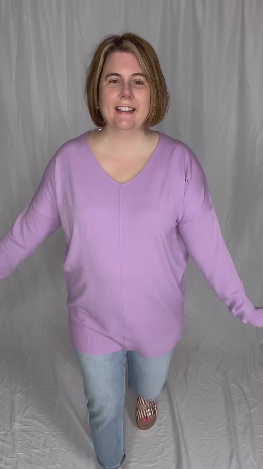 Claudia V-Neck Sweater- LOTUS PURPLE