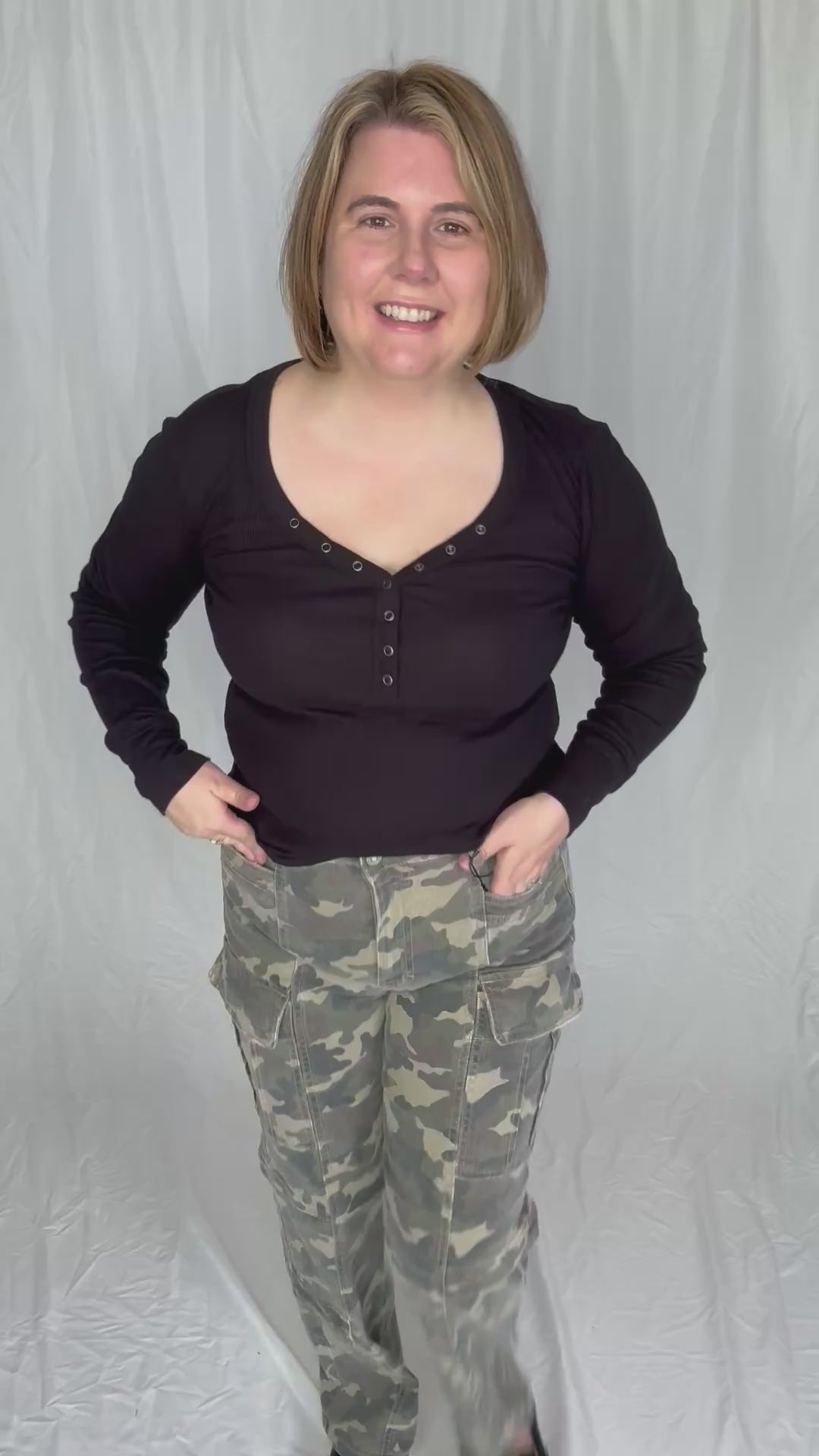 HIDDEN Tracey Cargo Straight Leg Jean- CAMO