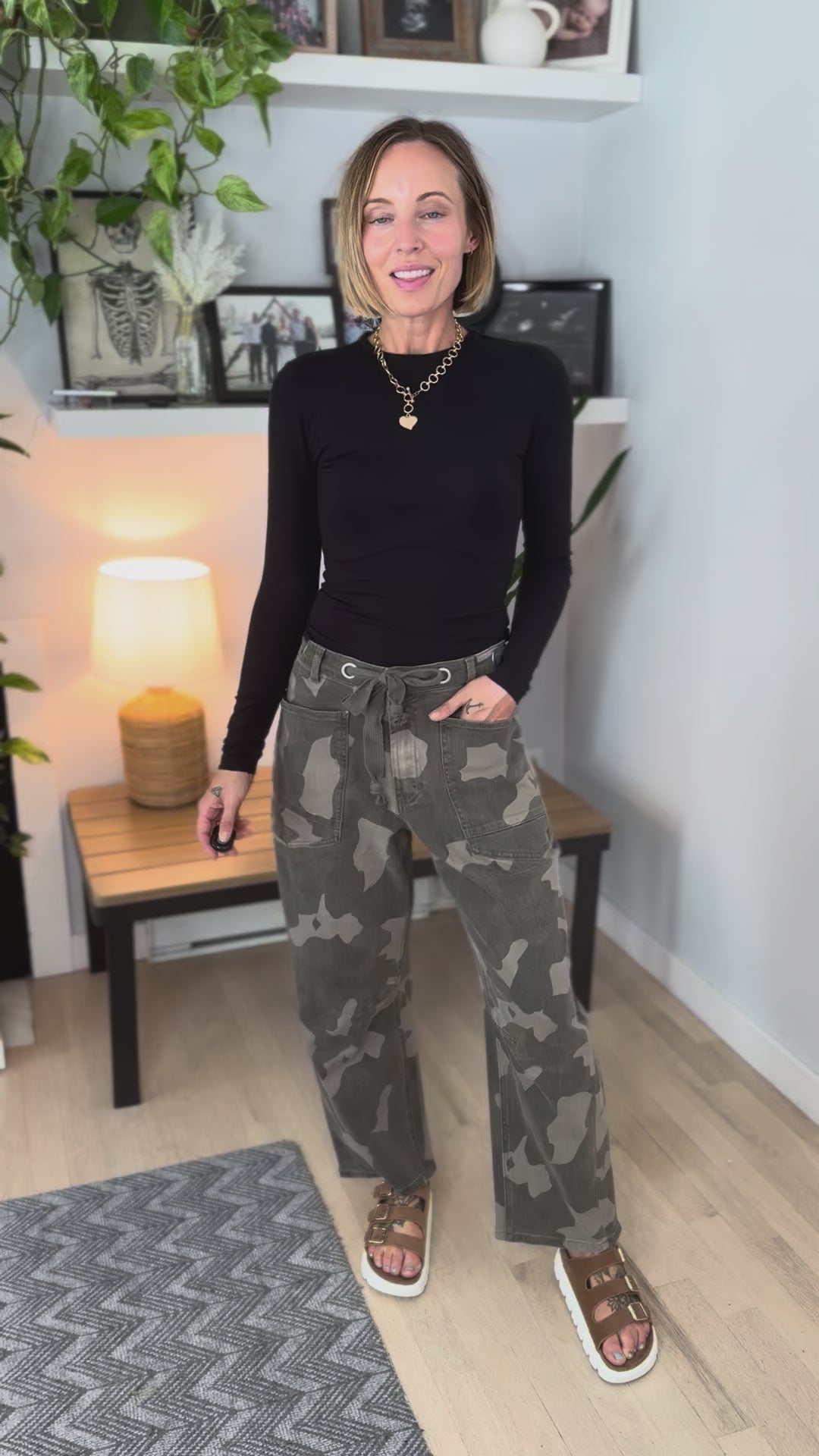 Zellta Camo Tie Waist Barrel Pant