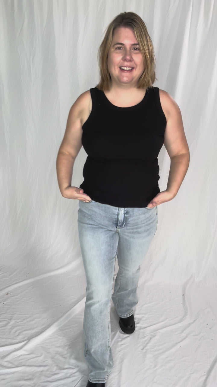MONO B Kyrie Essential Ribbed Tank- BLACK