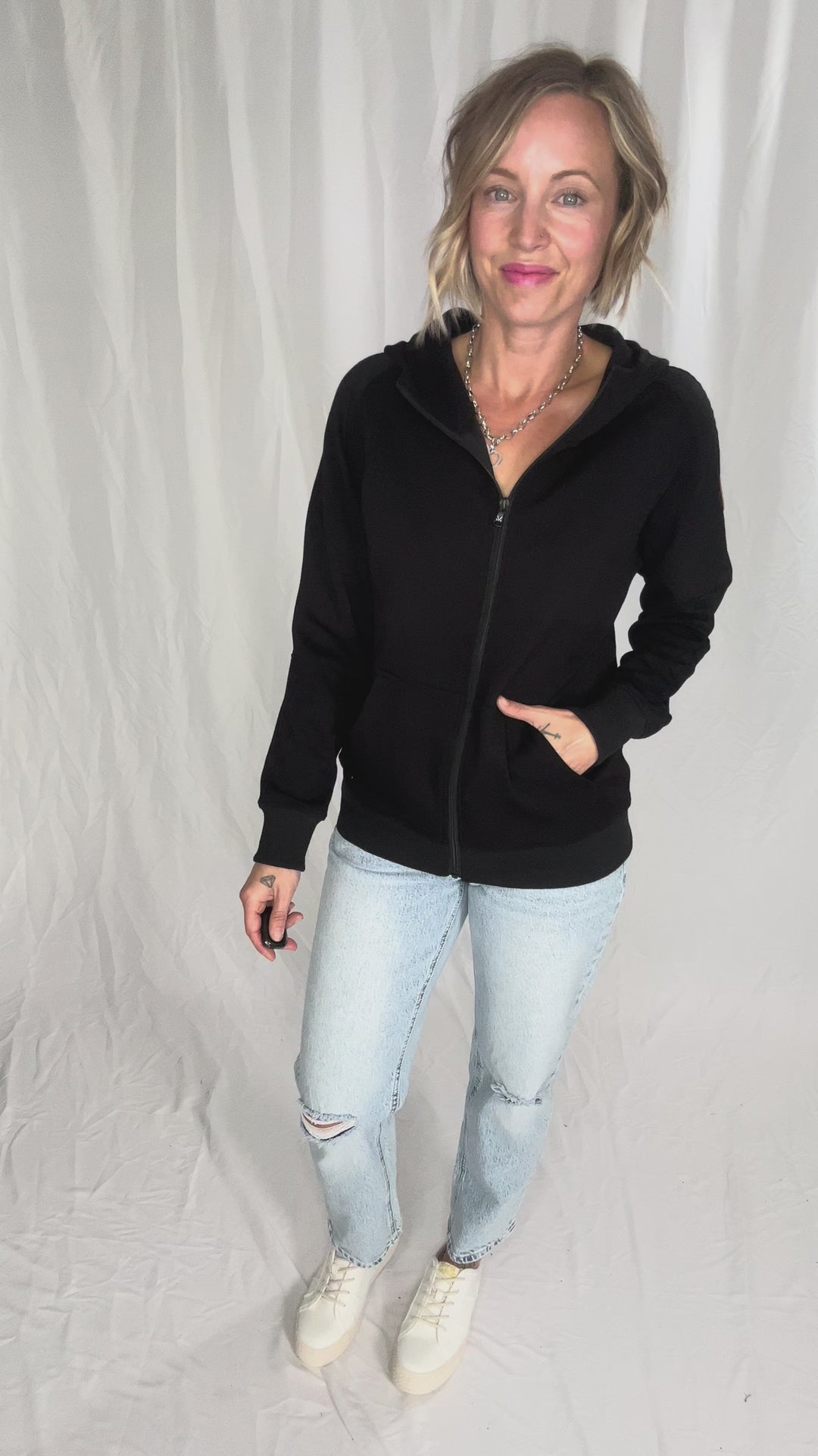 MICHELLE MAE Darcee Scuba Full Zip- BLACK