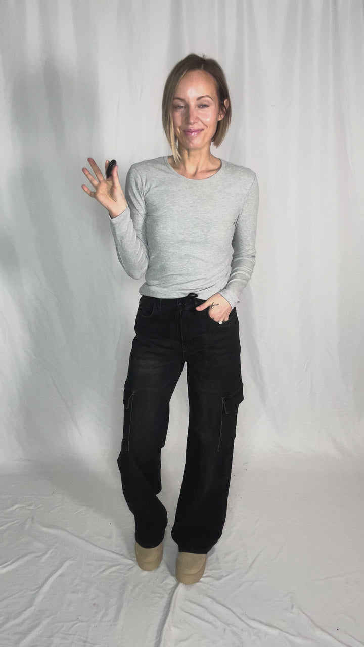 Tazz Drawstring Cargo Pant- BLACK