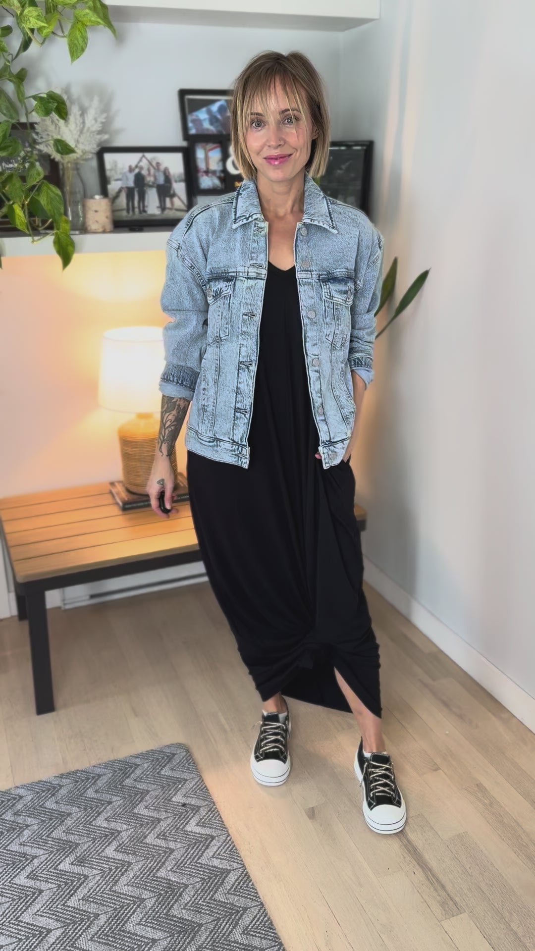 Lainey Stretch Cotton Maxi Dress- BLACK