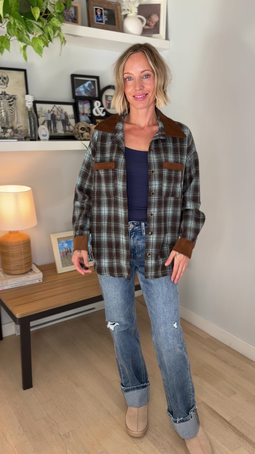 Prairie Collared Patch Pocket Button Down Flannel- LIGHT BLUE