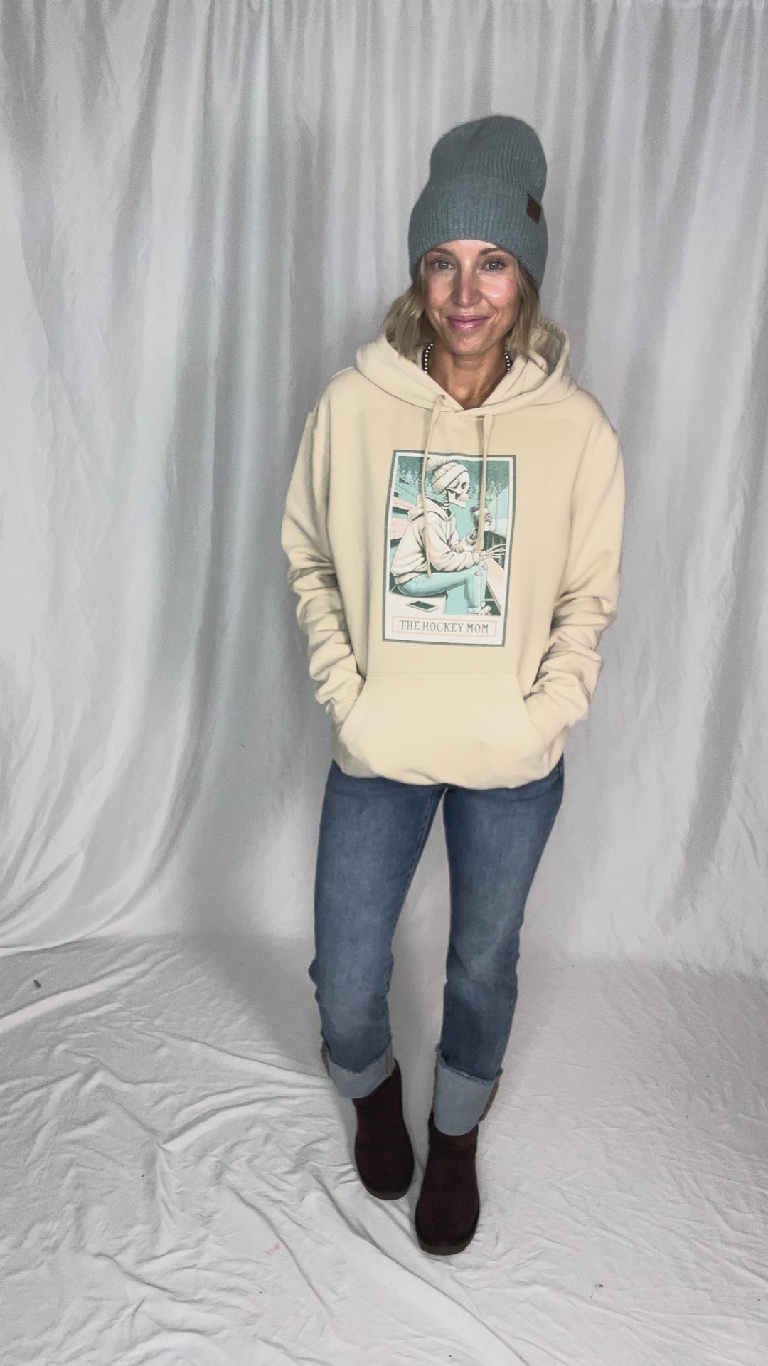 The Hockey Mom Tarot Card Hoodie- SAND