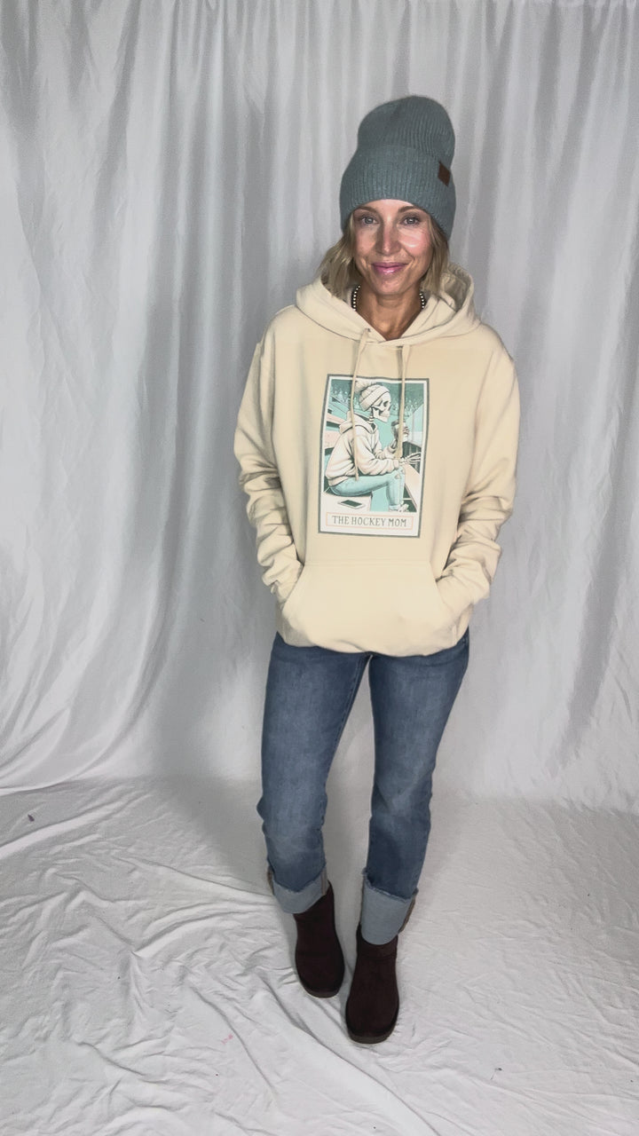 The Hockey Mom Tarot Card Hoodie- SAND