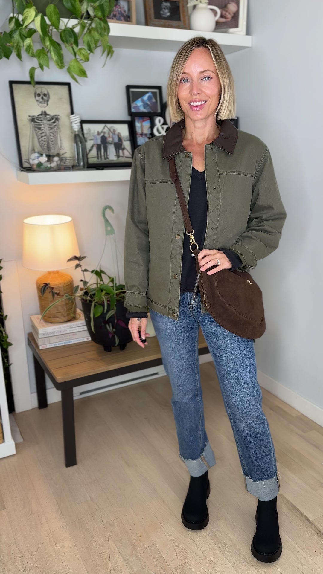 Woodelle Quilted Cotton Barn Style Jacket- OLIVE