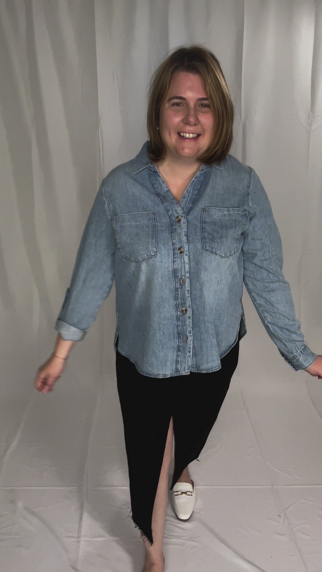 ONLY Yasmin Denim Button Down Top-FINAL SALE
