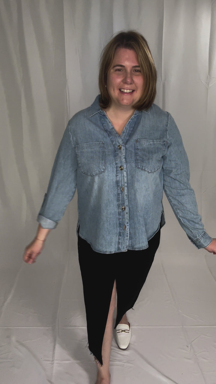 ONLY Yasmin Denim Button Down Top-FINAL SALE