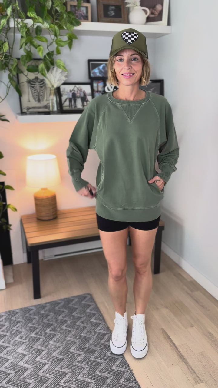 Juliet Washed Tunic Sweatshirt LIGHT OLIVE