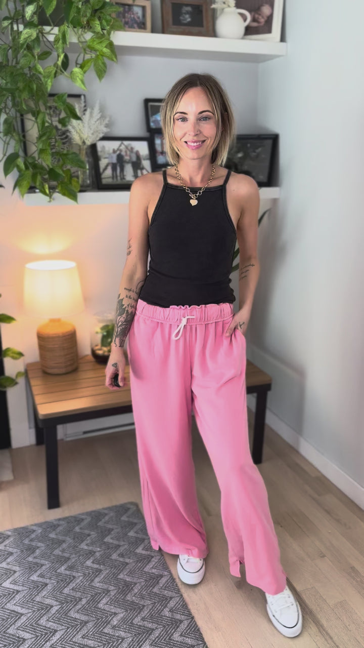 Daydream Foldover Sweatpant- TAFFY PINK