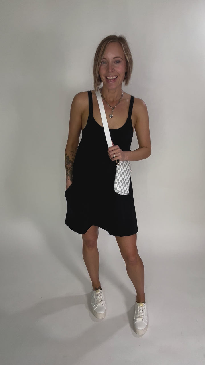 Calypso Faux Leather Checkered Mini Crossbody Bag- WHITE-FINAL SALE