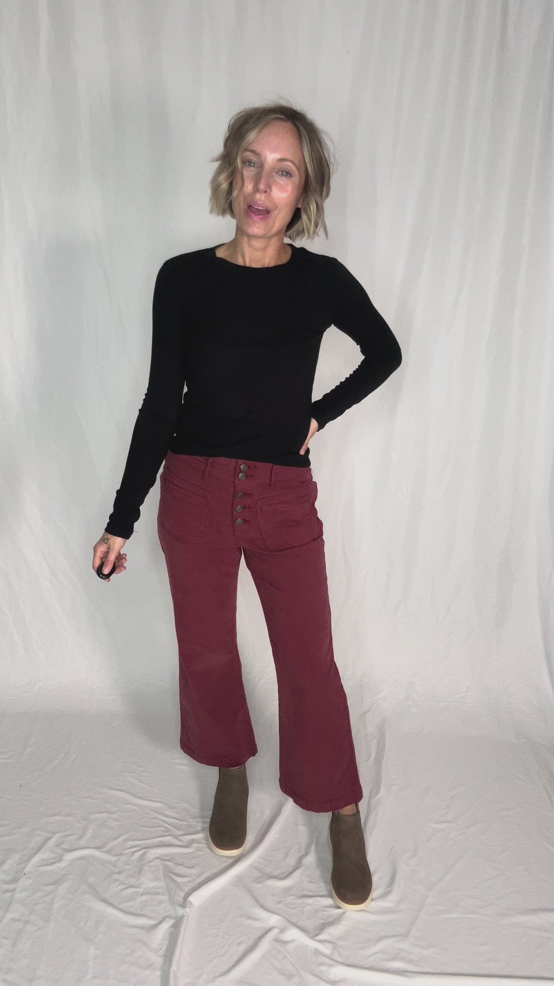 THREAD & SUPPLY Dana Pant- BURGUNDY-FINAL SALE