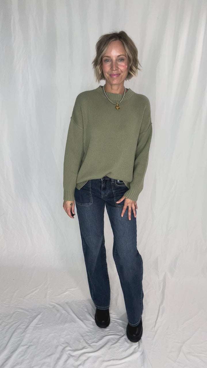 Elizabeth Drop Shoulder Sweater- FERN