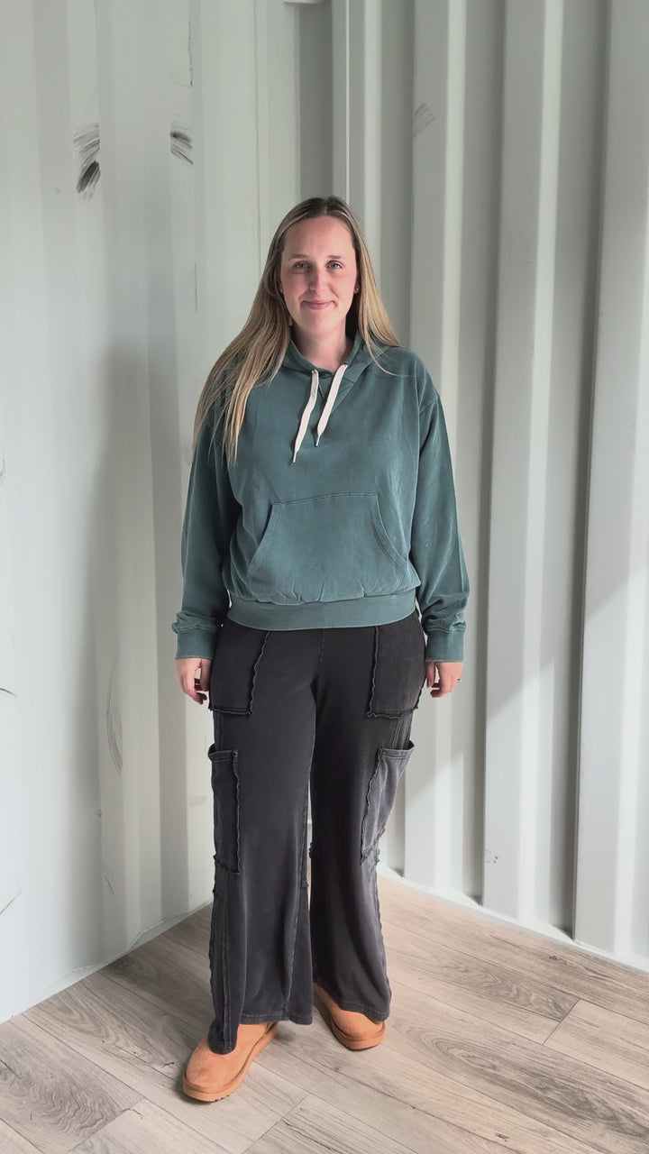 Lowen Washed Pullover Hoodie- DARK TEAL