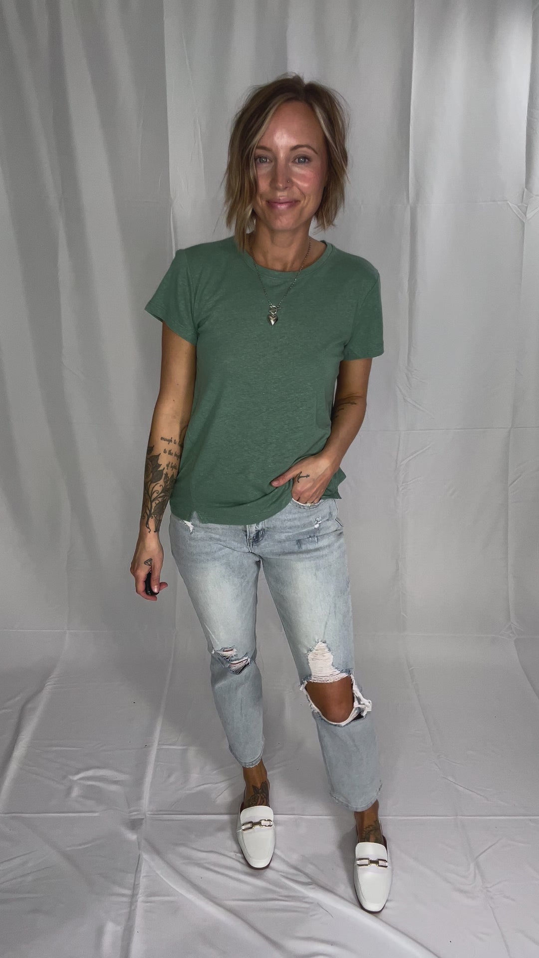 Solena Classic Round Hem Tee- SPRUCE-FINAL SALE