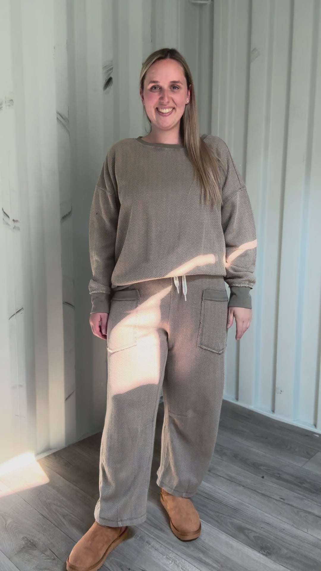 Roonie Textured Knit Pant- ASH OLIVE